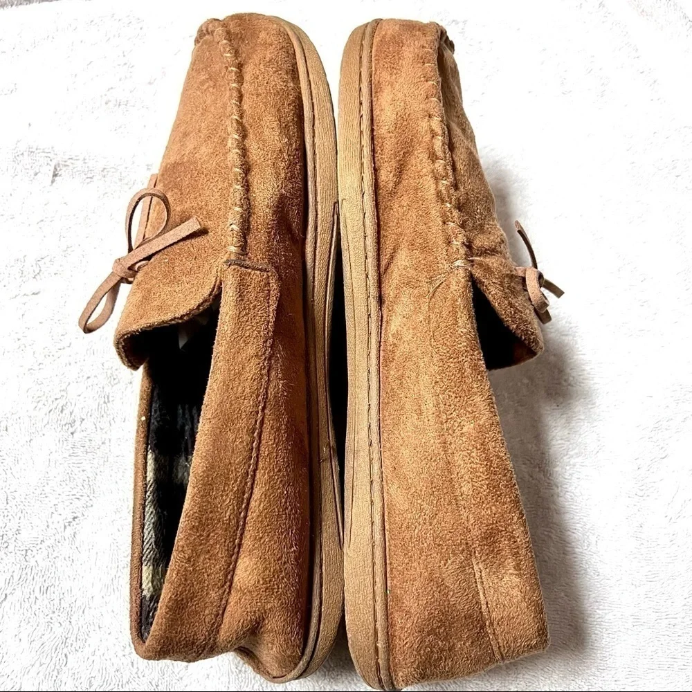 DOCKERS mens moccasin slippers tan suede size 11-12